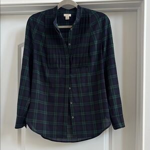 J. Crew Navy and Green Plaid Shirt